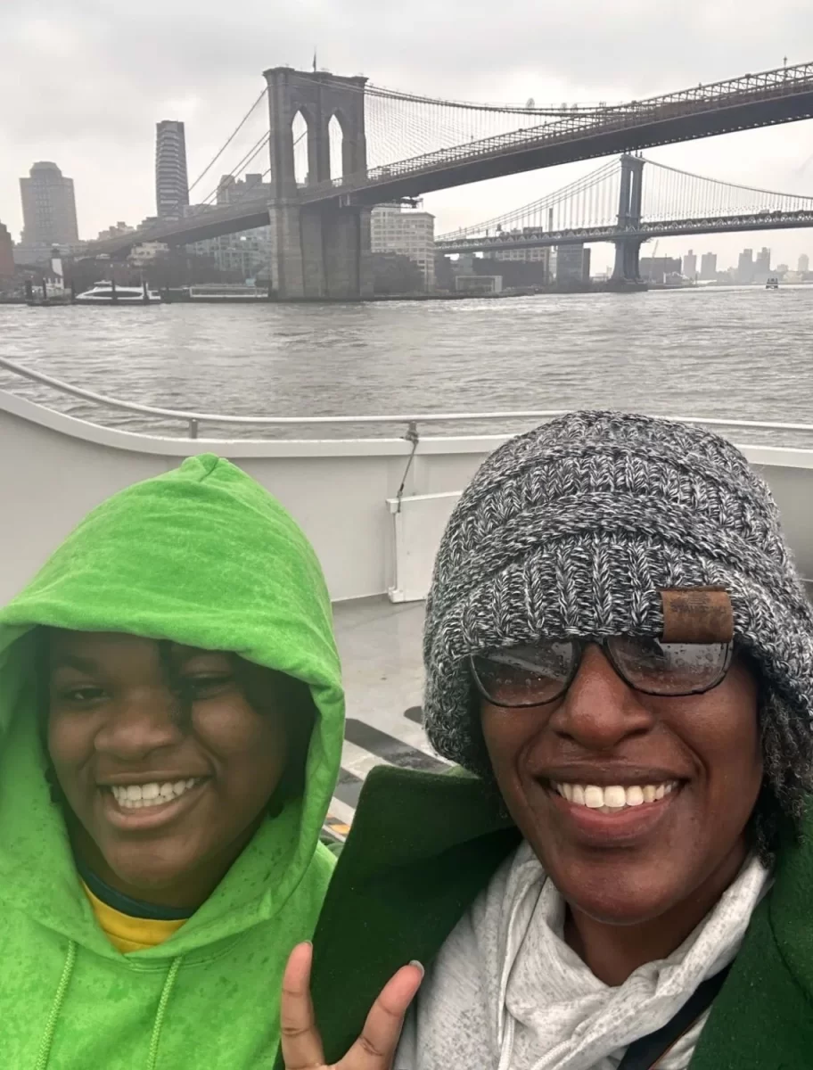 mother and daughter on the Hudson River