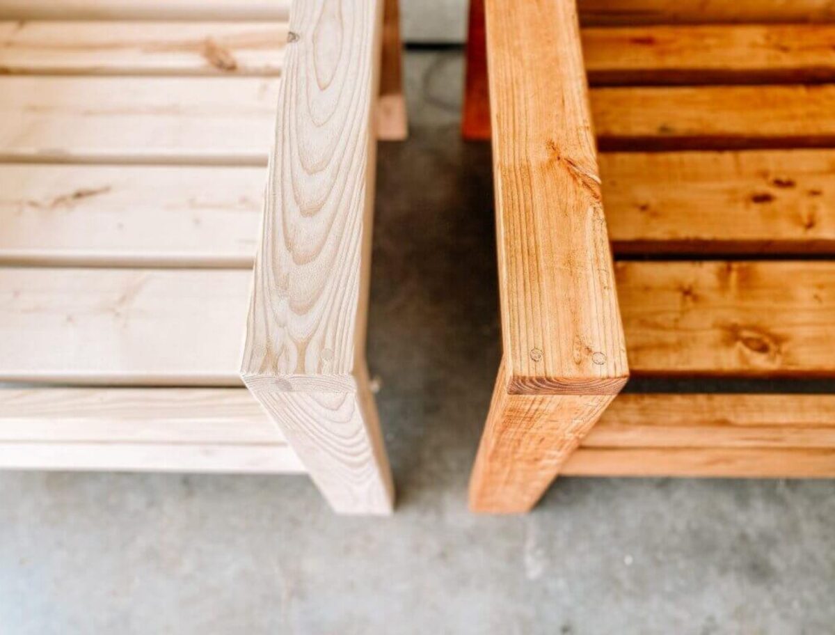 stained and unstained patio chairs
